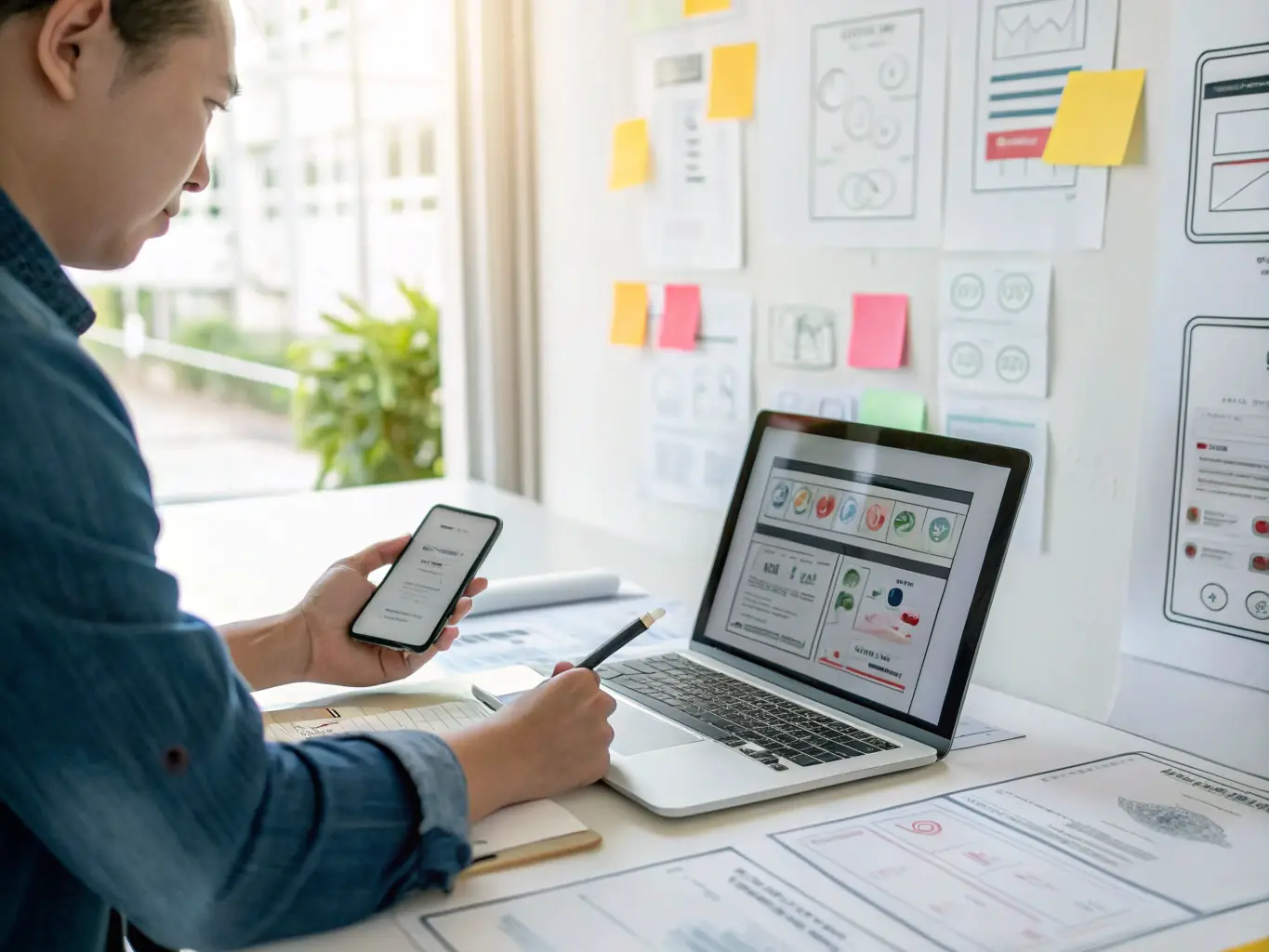 A person conducting usability testing on a website, capturing user feedback and interactions.