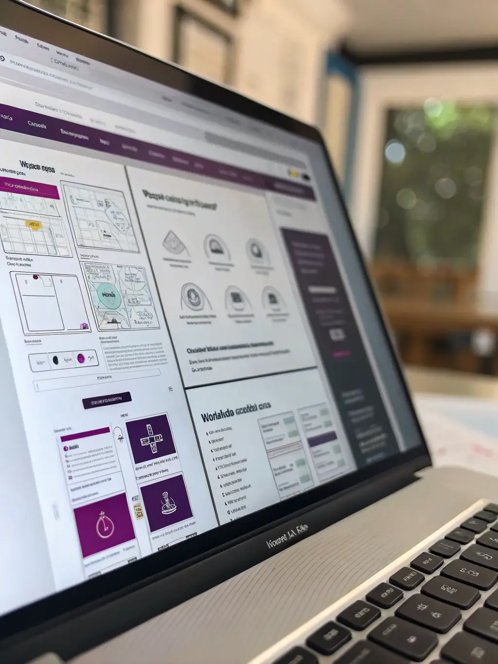 A wireframe diagram of a website layout, showcasing Trent's expertise in information architecture and user flow.