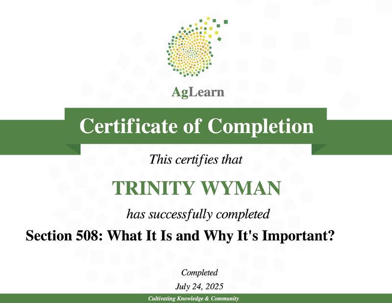 Section 508 Certificate
