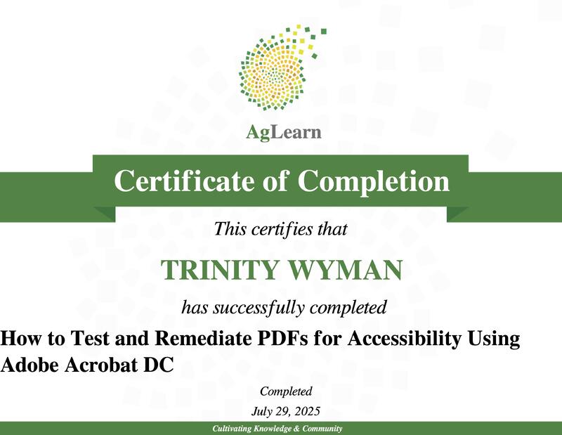 Testing & Remediating PDFs for Accessibility Certificate